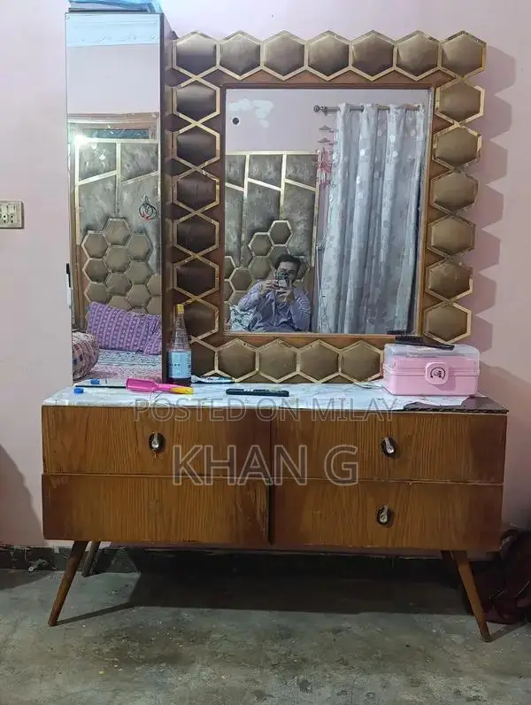 King Size Bed Frame with 4-Door Dresser