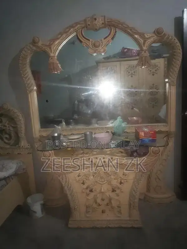 Wooden Bed Frame and Dressing Table - Used Condition