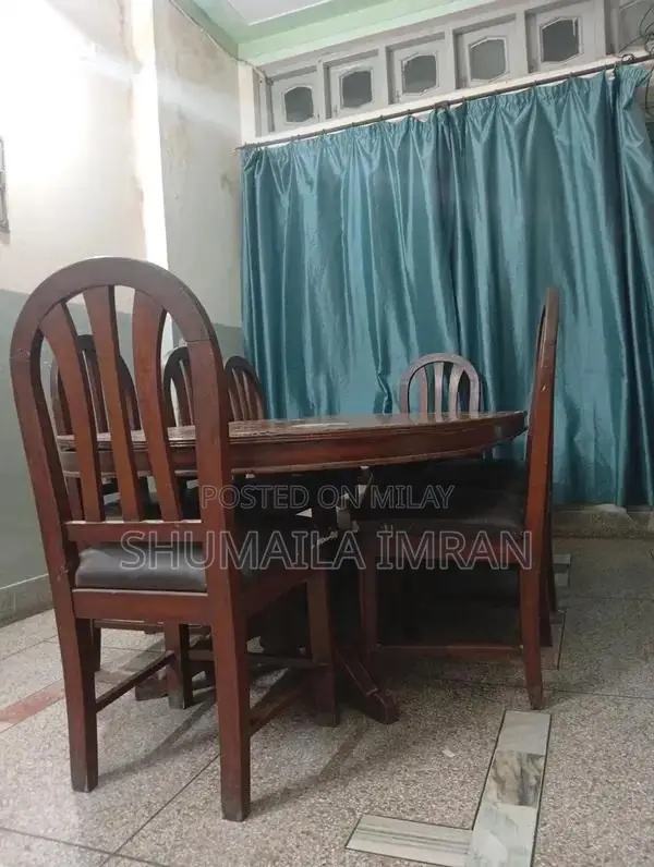 Solid Wood 8-Seat Dining Table Set in Good Condition