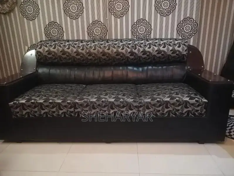 6-Seater Living Room Sofa Set with Glass Center Table