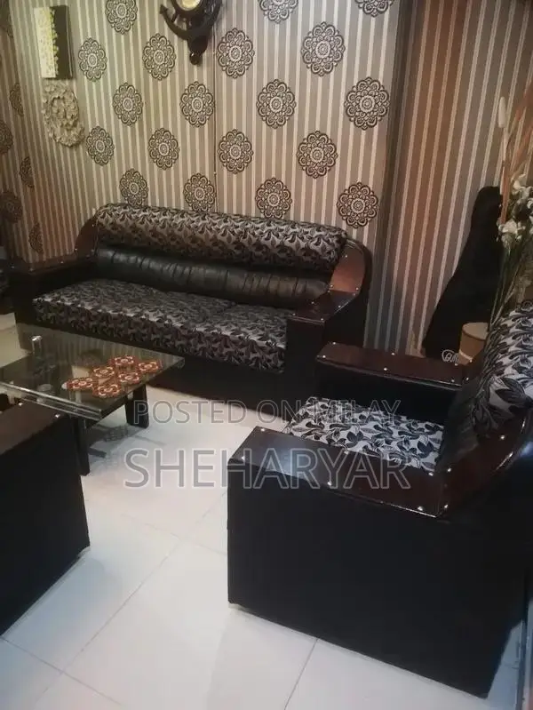 6-Seater Living Room Sofa Set with Glass Center Table