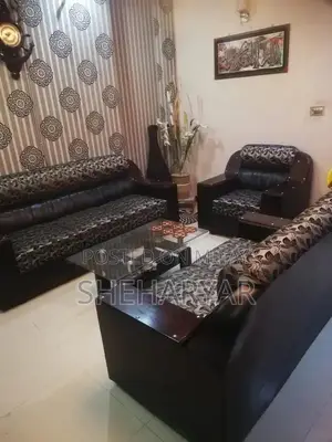 6-Seater Living Room Sofa Set with Glass Center Table