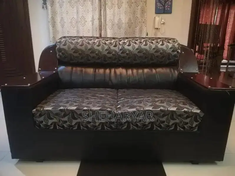 6-Seater Living Room Sofa Set with Glass Center Table
