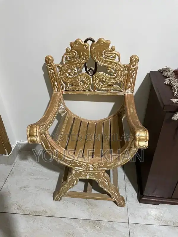 Hand Made Yellow Console Table with Mirror and Chairs