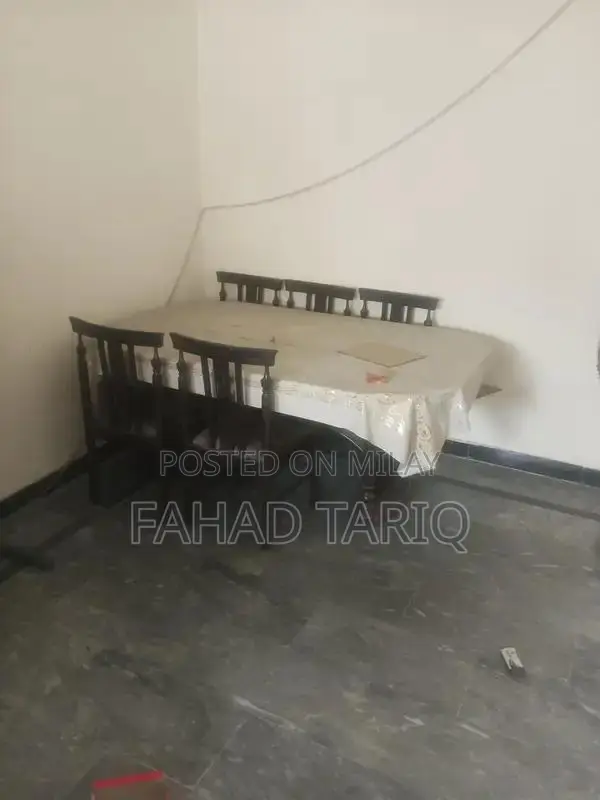 Dining Table with 6 Chairs - Glass Top Wooden Frame