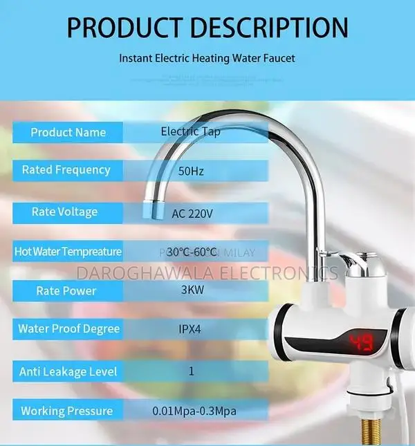 Instant Electric Water Heater Tap with Digital Temperature Display