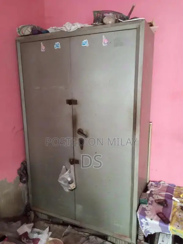 Wooden and Metal Wardrobe Cabinet Set