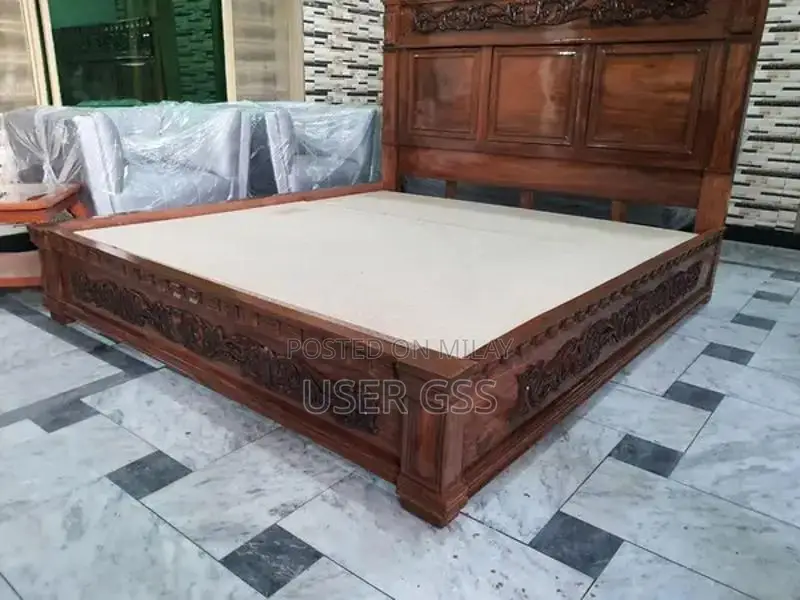 King Size Solid Wood Bed Set with Side Tables