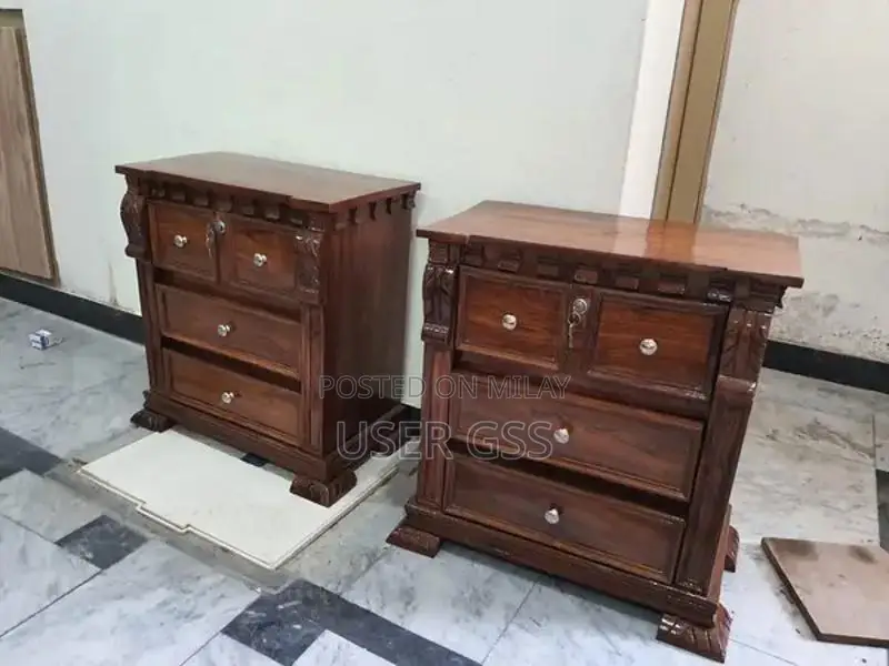 King Size Solid Wood Bed Set with Side Tables