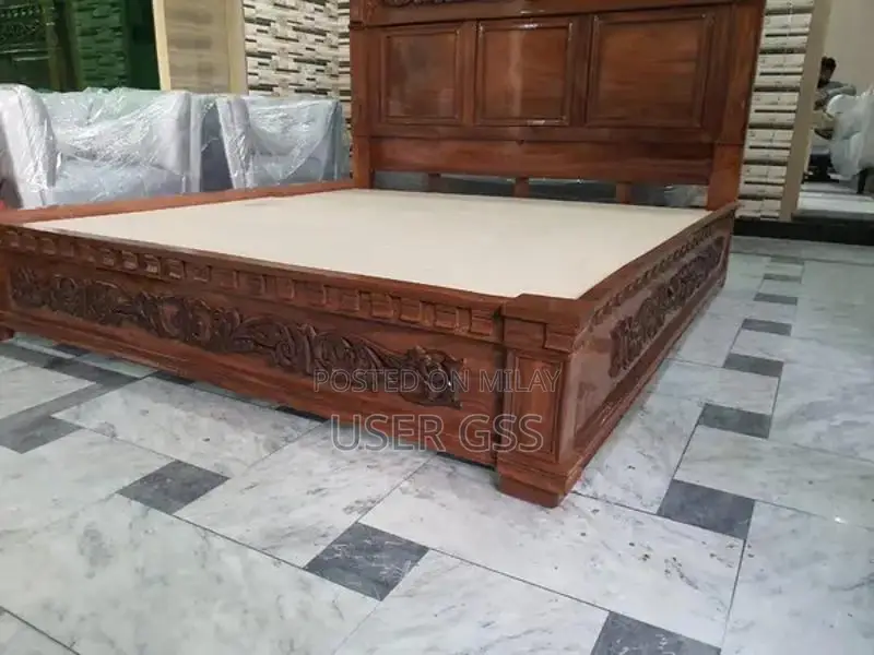 King Size Solid Wood Bed Set with Side Tables