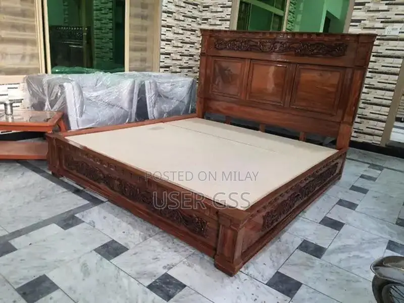 King Size Solid Wood Bed Set with Side Tables