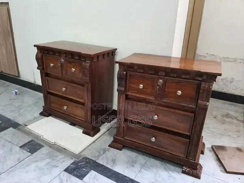 King Size Solid Wood Bed Set with Side Tables