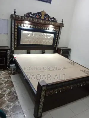 Photo - King-Size Double Bed Frame with Matching Set