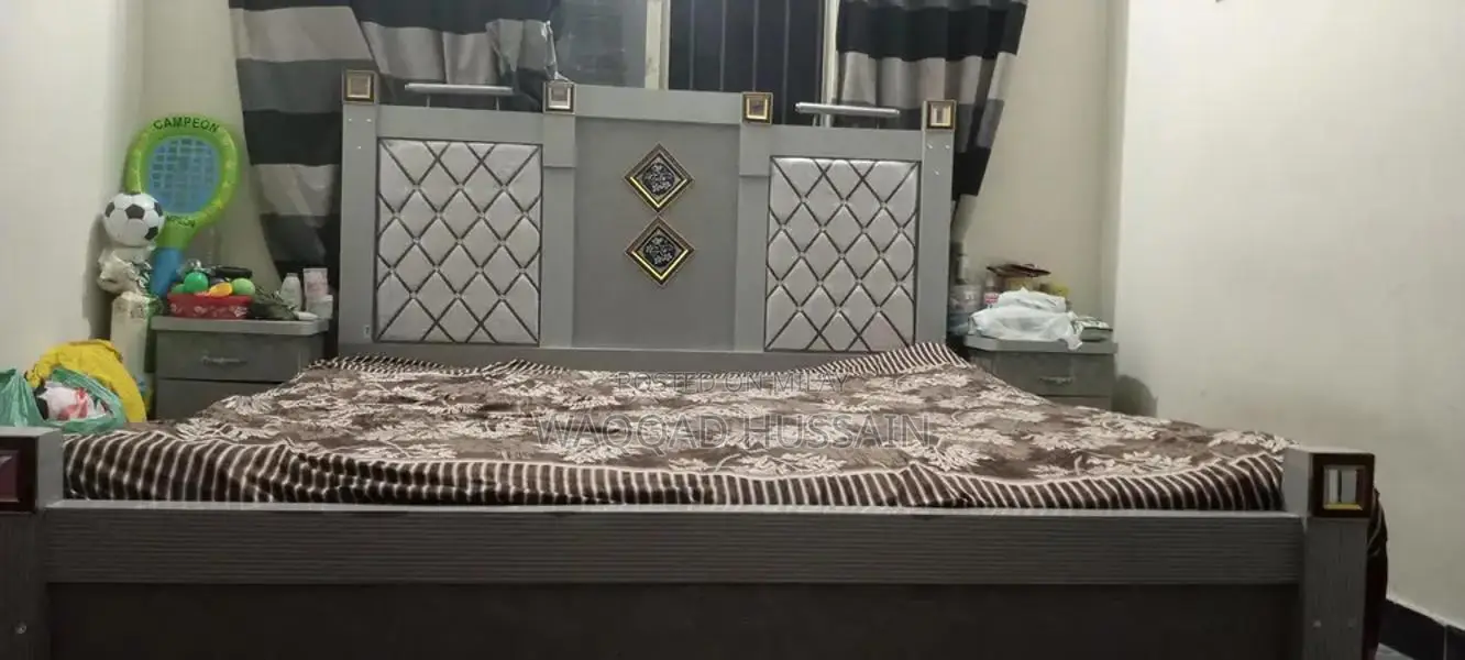 Grey Wooden Bedroom Furniture Set with Wardrobe and Side Tables