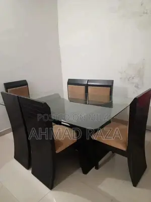 Glass Top Dining Table with 6 Seating Capacity