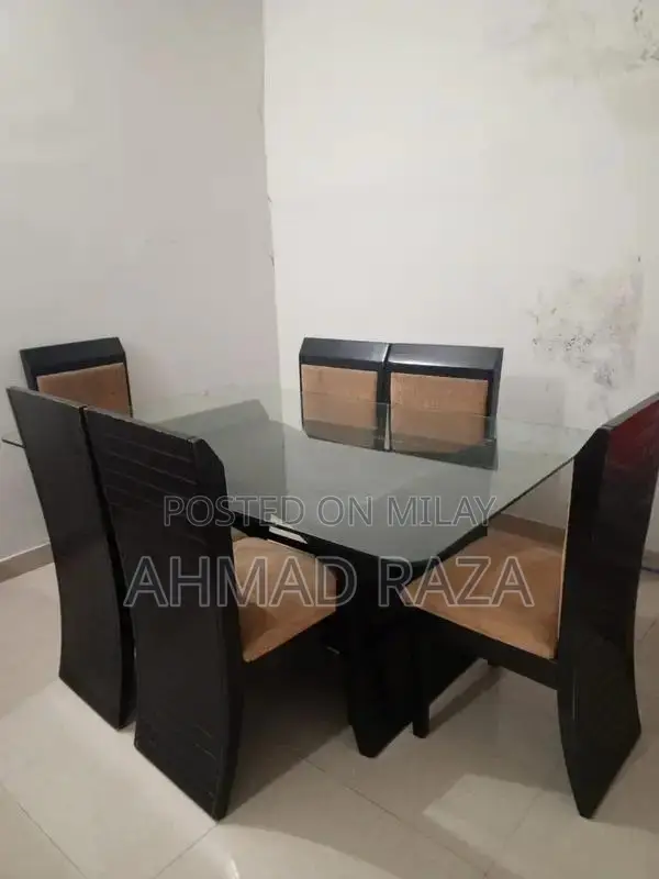 Glass Top Dining Table with 6 Seating Capacity