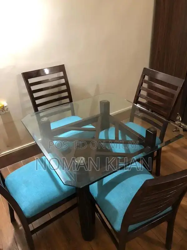Square Dining Table Set with 4 Cushioned Chairs