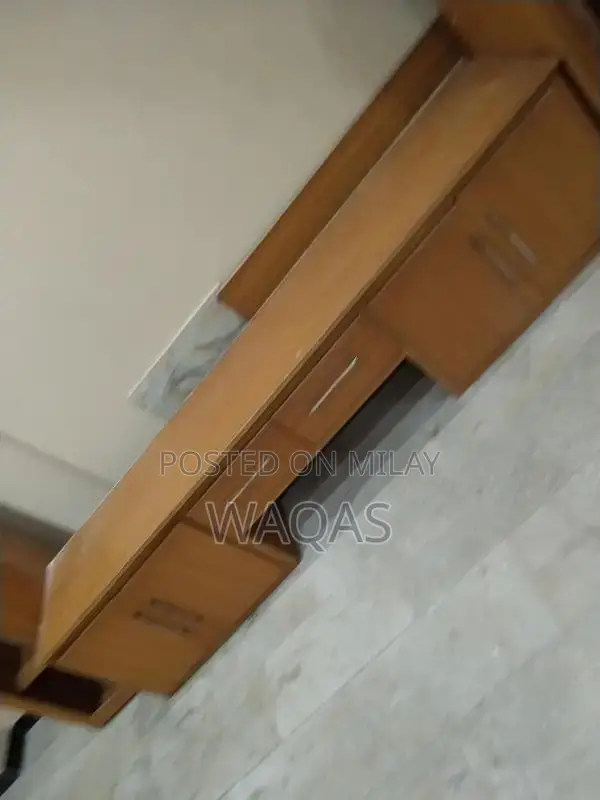 Wooden Media Wall Display Unit with Open and Fitted Sections