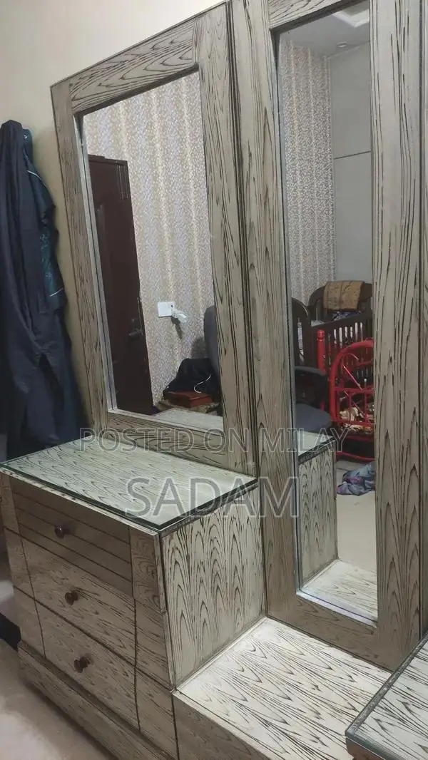 Elegant Double Bed Set with Custom Dressing and Side Tables