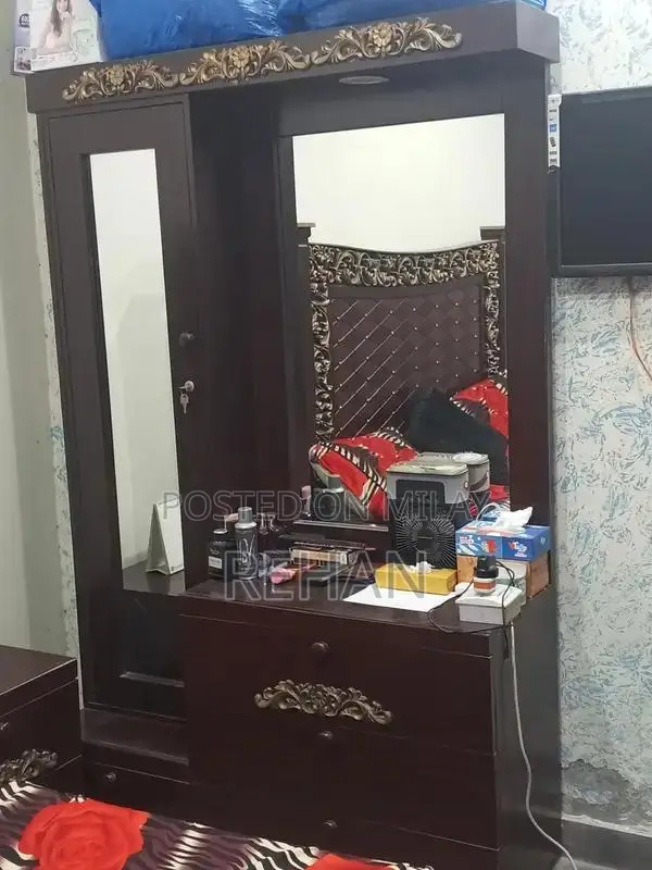 King Size Bed Set with Side Tables and Dressing Table