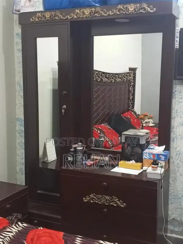 King Size Bed Set with Side Tables and Dressing Table