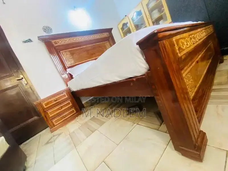 Complete Wooden Bedroom Furniture Set with Bed and Side Tables