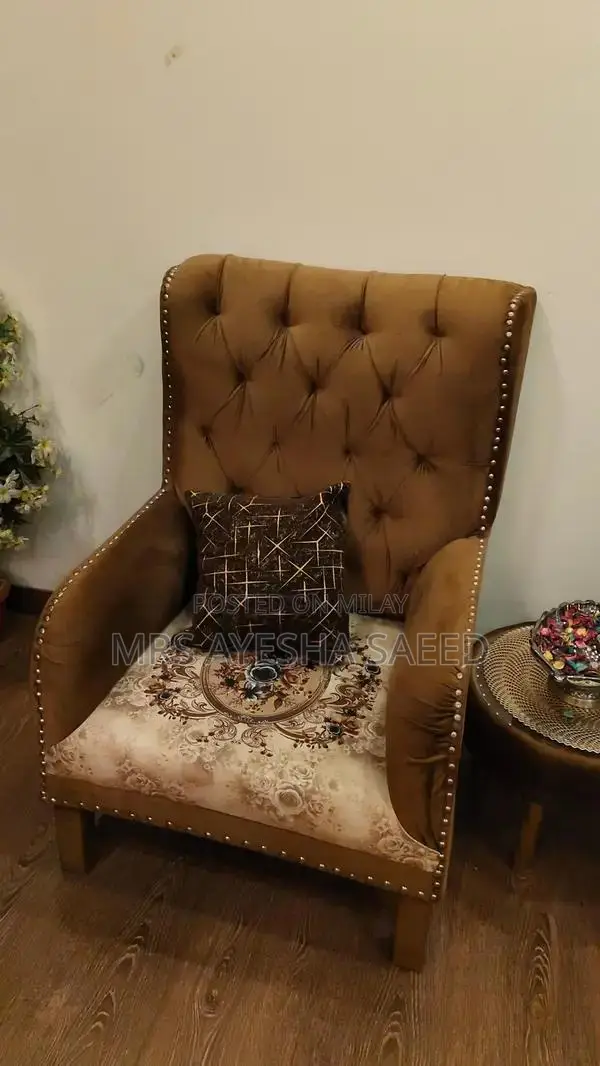 Wooden Chair and Mid-Century Modern Side Table Set