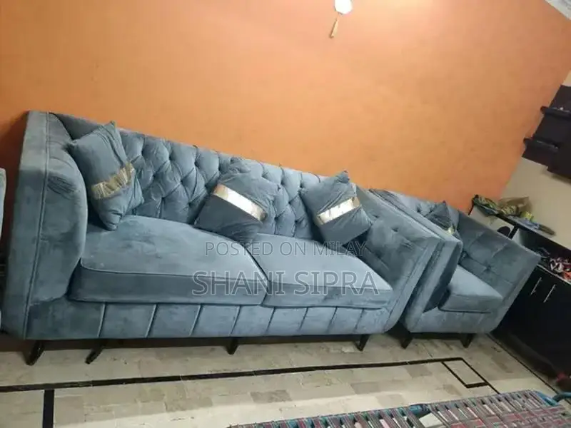 Imported Turkish Five Seater Walvet Fabric Sofa Set