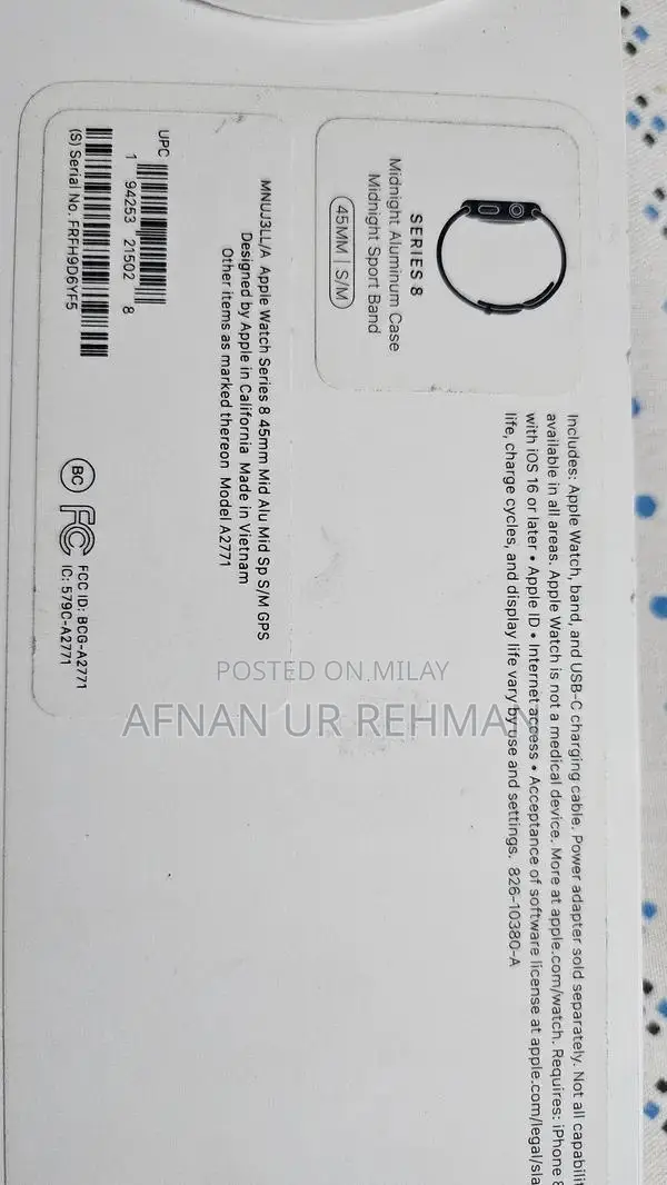 Apple Watch Series 8 45mm Midnight Aluminum Sport Band - Sealed