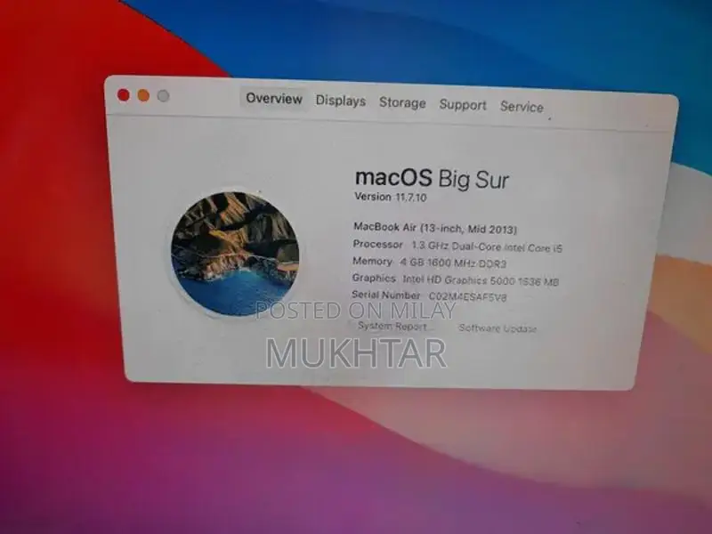 Apple MacBook Air A1466 Laptop Core i5 4GB RAM 128GB SSD