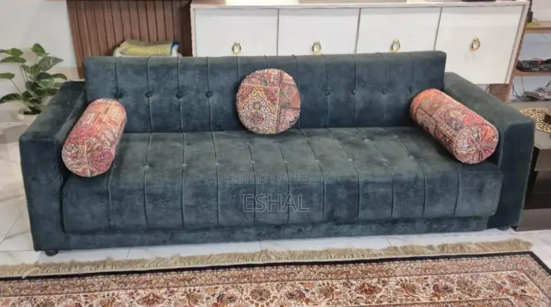 Green Velvet 3-Seater Sofa Bed with Storage
