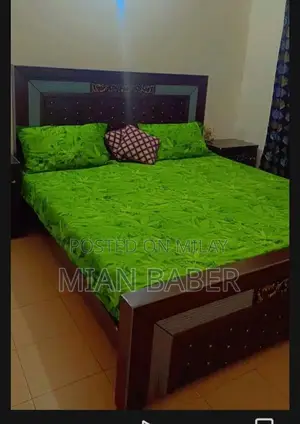 Photo - Wooden King Size Bedroom Set with Bed, Side Tables, and Dressing Table