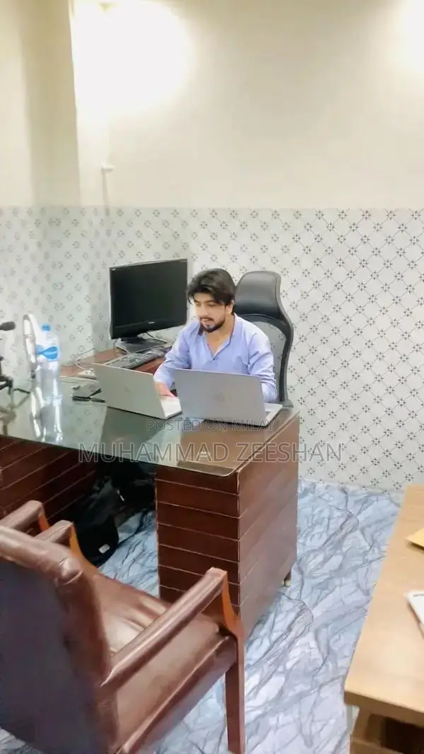 Executive Office Table with Side Table and Matching Chair