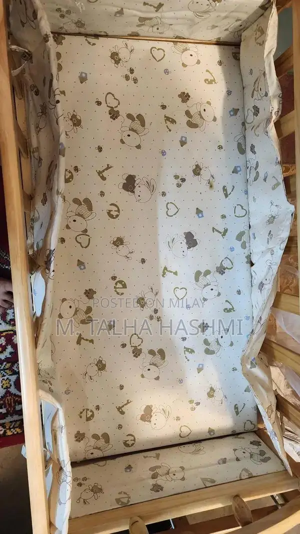 Wooden Baby Cot with Mosquito Net and Storage Drawer