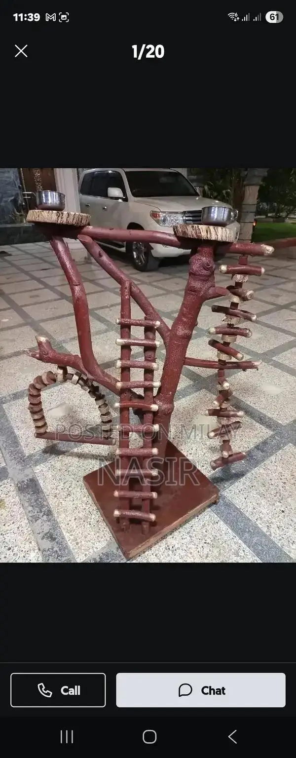 Large Wooden Parrot Perch Artificial Tree Stand for Pet Birds