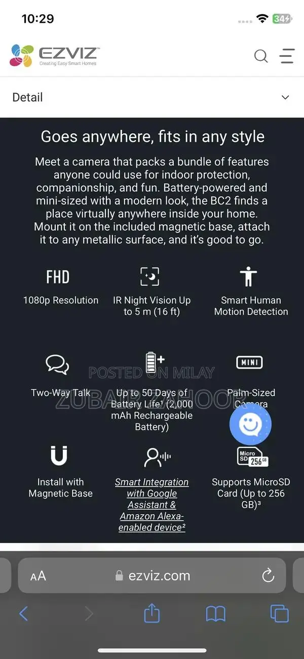 Ezviz BC2 Wireless Smart Battery Security Camera 1080p