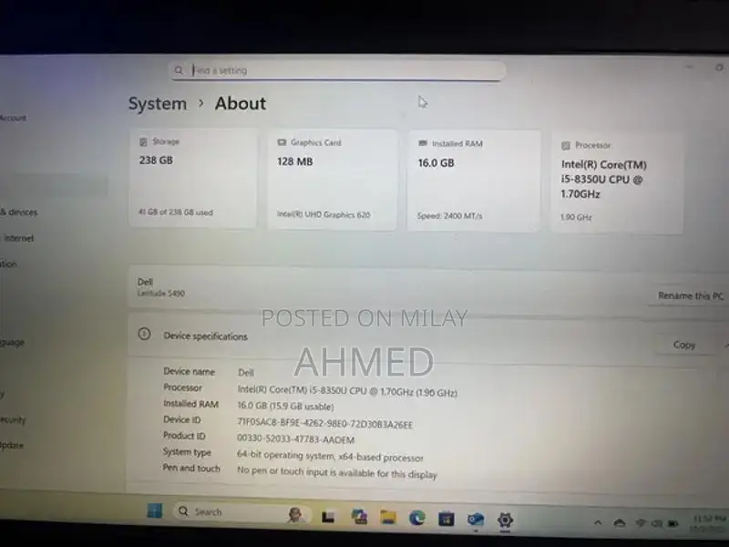 Dell Latitude 5490 Laptop - 8th Gen Core i5, 16GB RAM, 256GB SSD