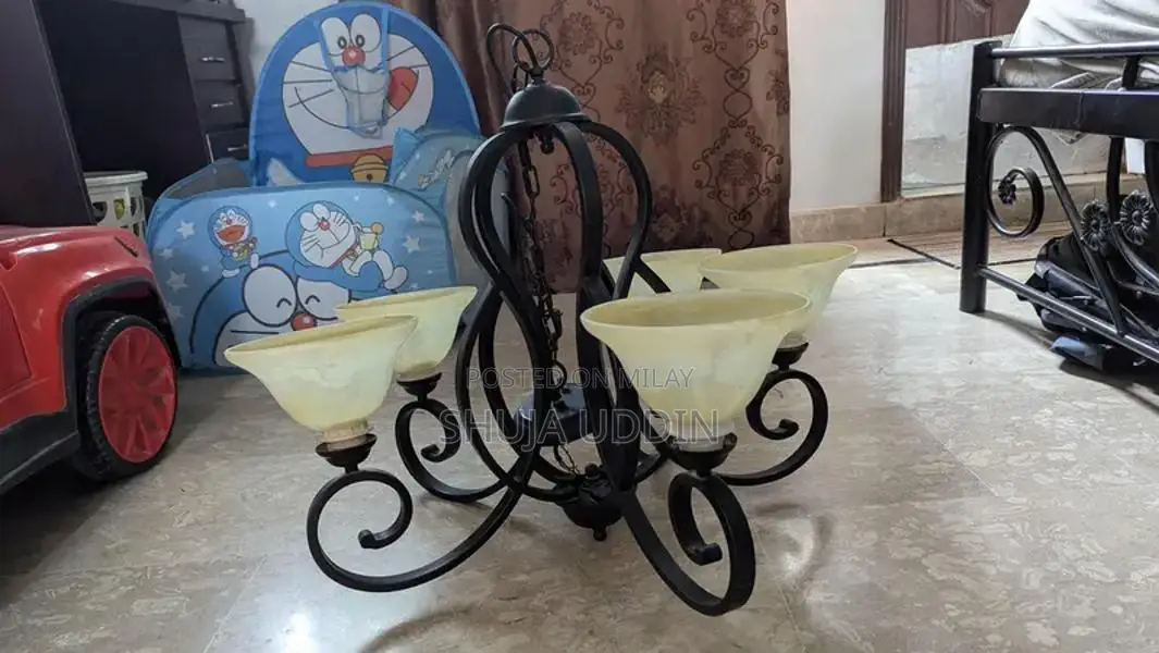 Vintage Iron Hanging Chandeliers - Two-Piece Set