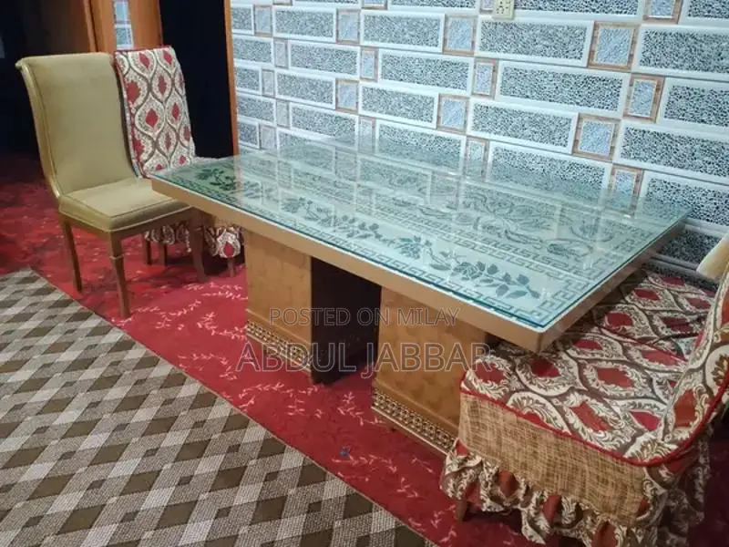 Solid Wood Dining Table with 6 Matching Chairs