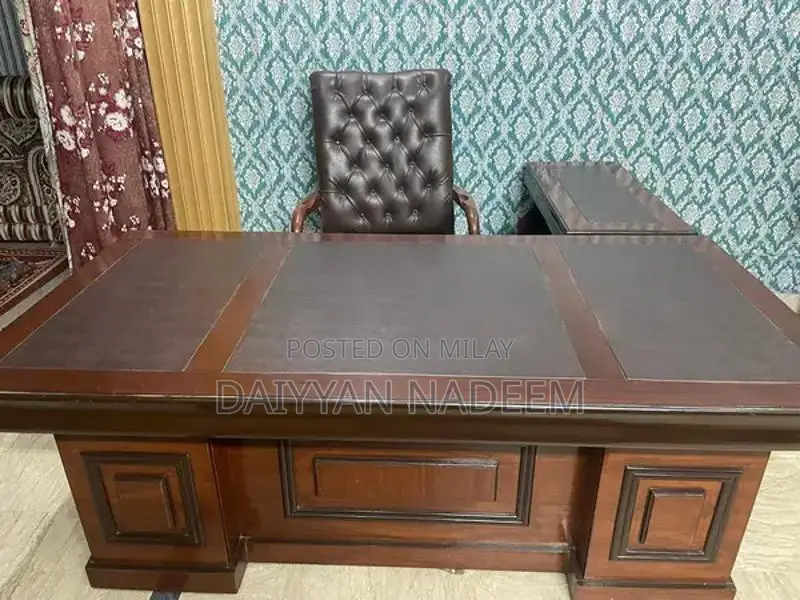 Office Furniture Set: Chair, Table, and Showcase