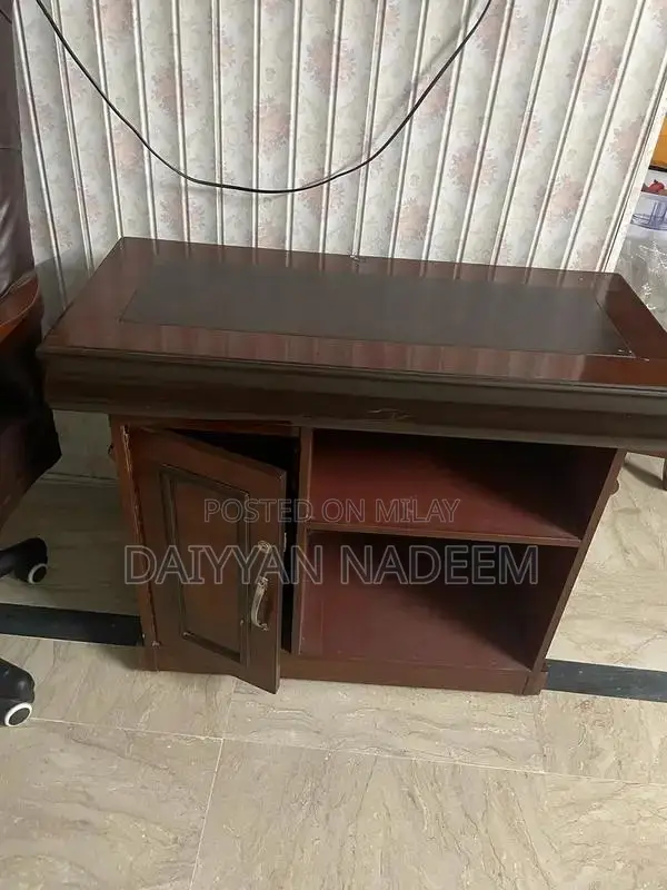 Office Furniture Set: Chair, Table, and Showcase