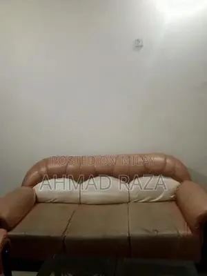 5-Seater Leather Sofa with 3 Decorative Glass Side Tables