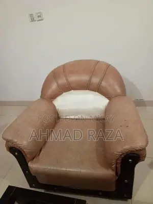 5-Seater Leather Sofa with 3 Decorative Glass Side Tables