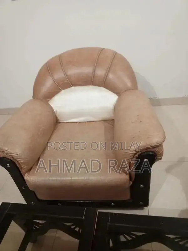 5-Seater Leather Sofa with 3 Decorative Glass Side Tables