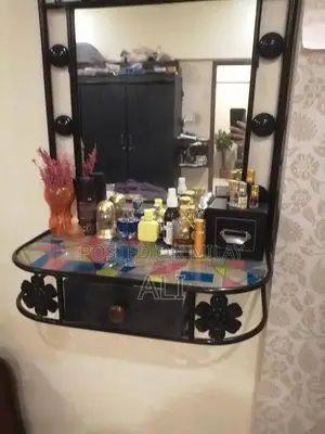 Queen Size Iron Bed Frame with Dressing Table