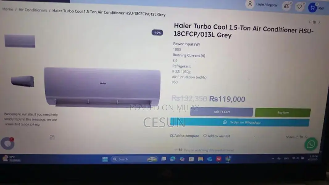 Haier 1.5 Ton Split Air Conditioner - Excellent Condition