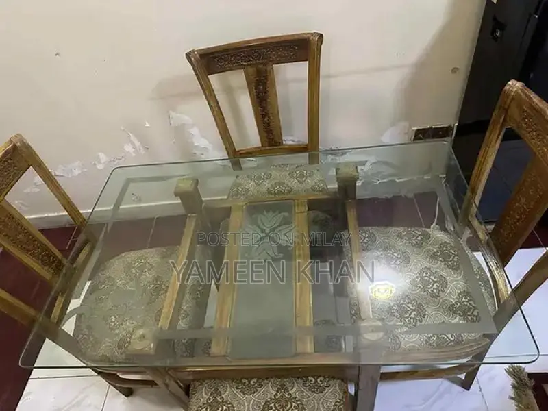 Glass Top 4 Seater Dining Table - Modern Home Furniture