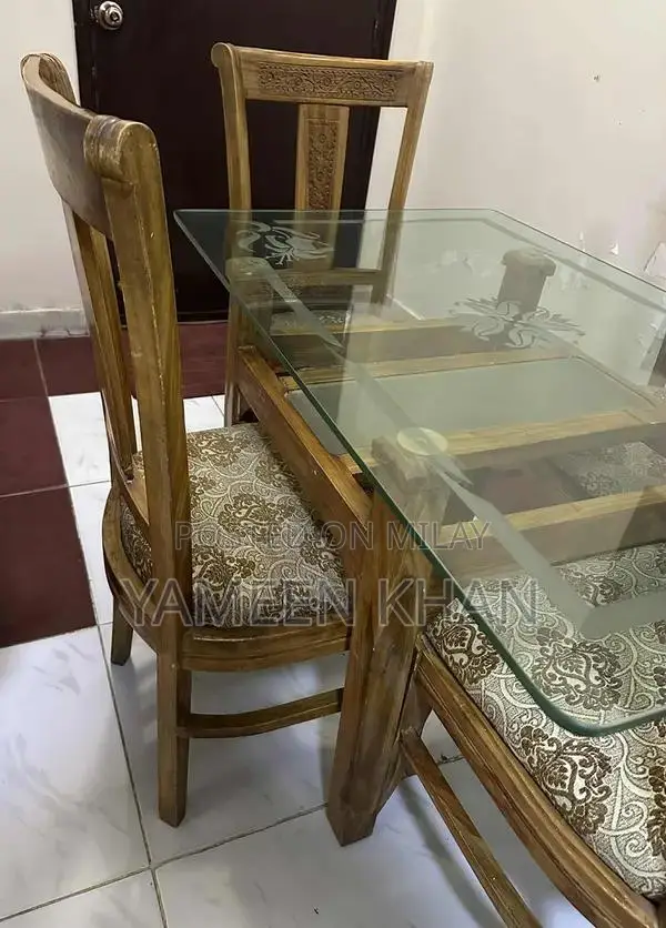 Glass Top 4 Seater Dining Table - Modern Home Furniture