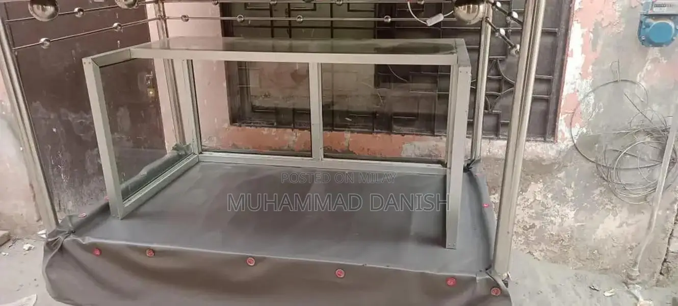 Mobile Food Cart with Steel Counter and Multiple Accessories