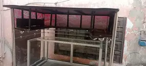 Mobile Food Cart with Steel Counter and Multiple Accessories